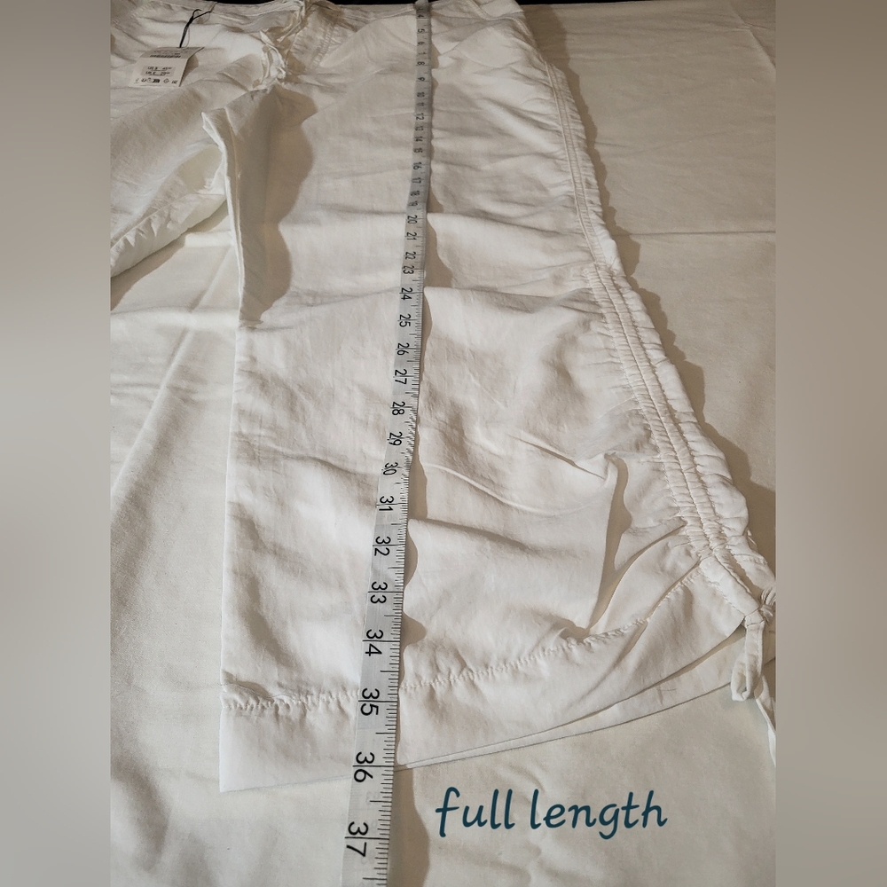 ZARA High Waisted Drawstring Side Cinch White Capri Pants size XXL - Picture 11 of 14